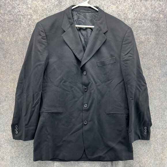 Jhane Barnes Blazer Men 41R Black Suit Jacket Wool Dress Casual 4 Button Coat